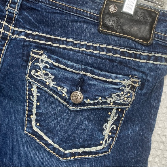 Silver Jeans Aiko Flap Skinny White Thick Stitch Dark Stretch; Women’s 27W 31L - Picture 3 of 16